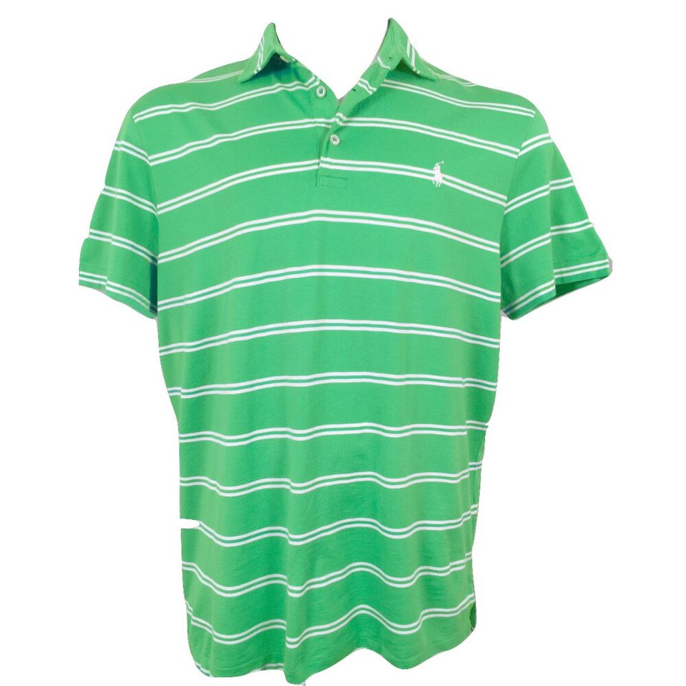 New Polo Ralph Lauren Polo Shirt! Green With White Stripes Soft Smooth Cotton - Picture 2 of 2
